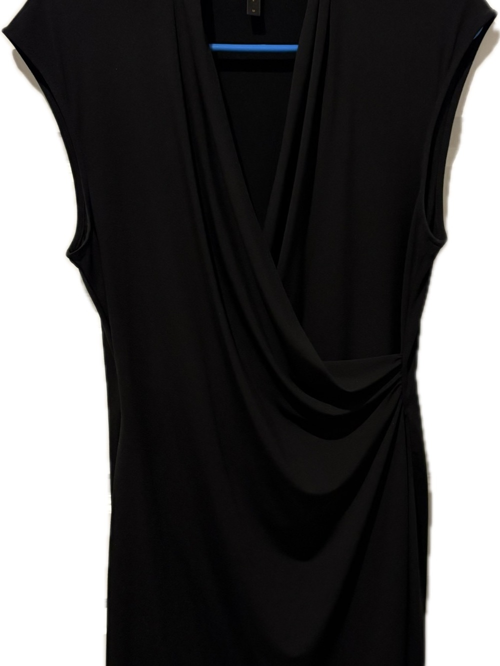 BCBGMaxAzria Black Draped midi Surplice Tunic Dress